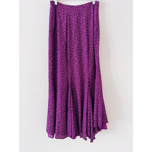Vintage Carole Little Skirt Womens Size 6 Purple Floral Maxi Made in the USA